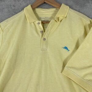 Tommy Bahama Polo Shirt Mens Large Yellow Supima IslandZone Embroidered Casual